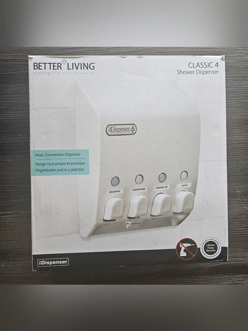 Classic White 4-Chamber Shower Dispenser